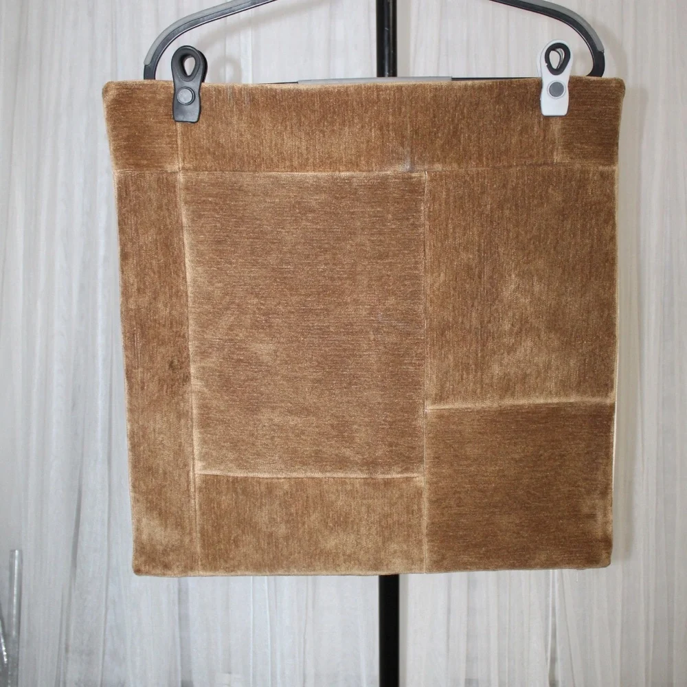 West Elm Velvet Patchwork Pillow Cover – Warm Camel Brown